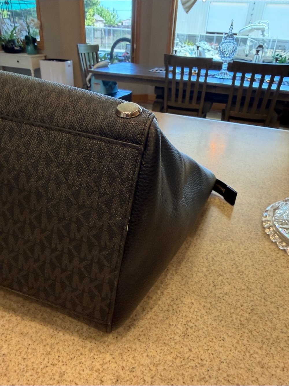 Michael Kors Black Tote with Silver Accents and Logo Print - Picture 11 of 16
